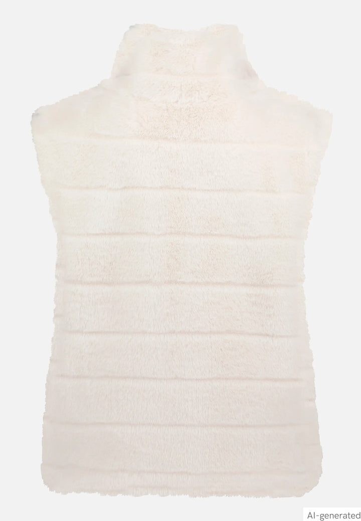 Faux Fur Vest with Stand-Up Collar