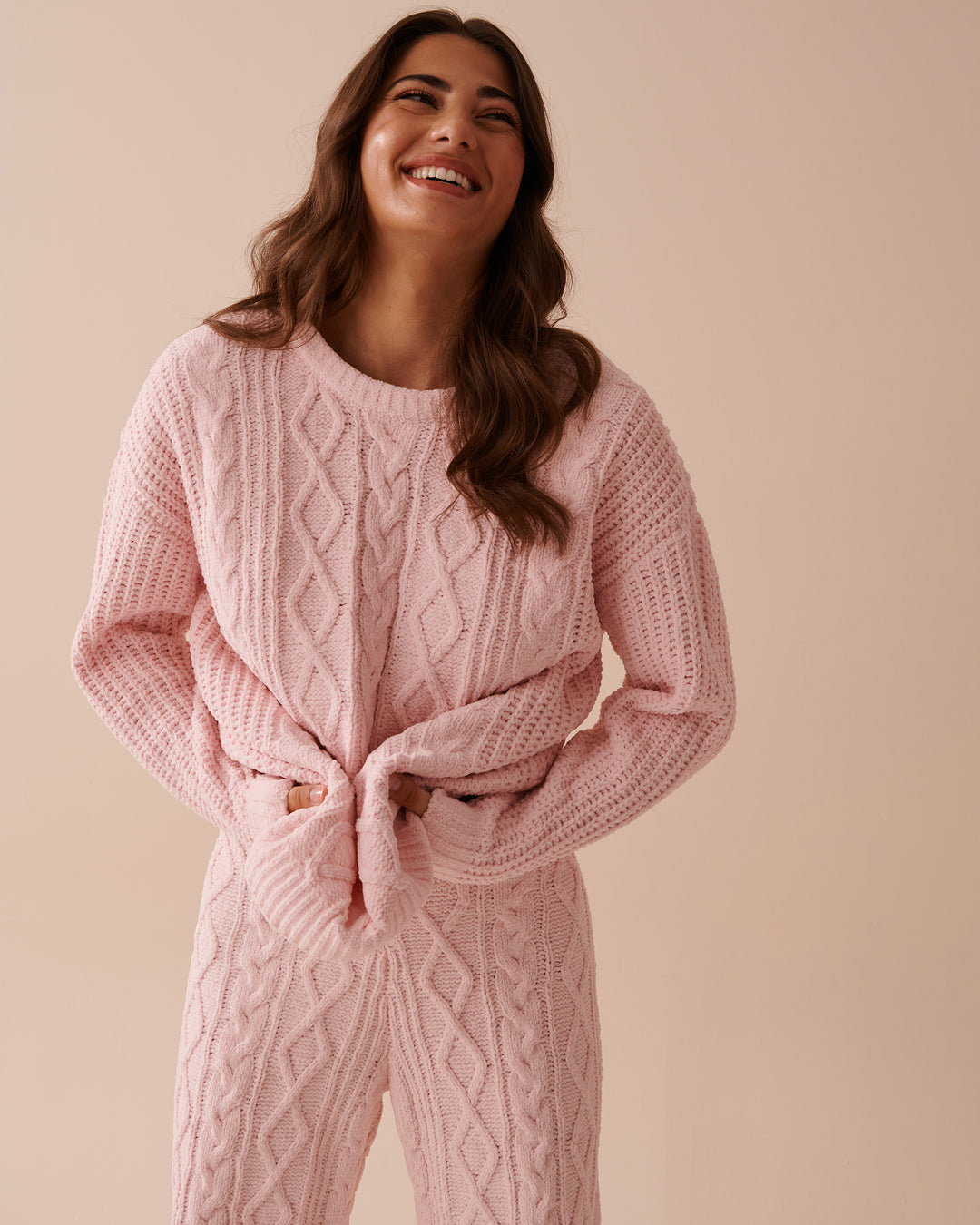 Cable-Knit Chenille Long Sleeve Shirt - Evening Haze