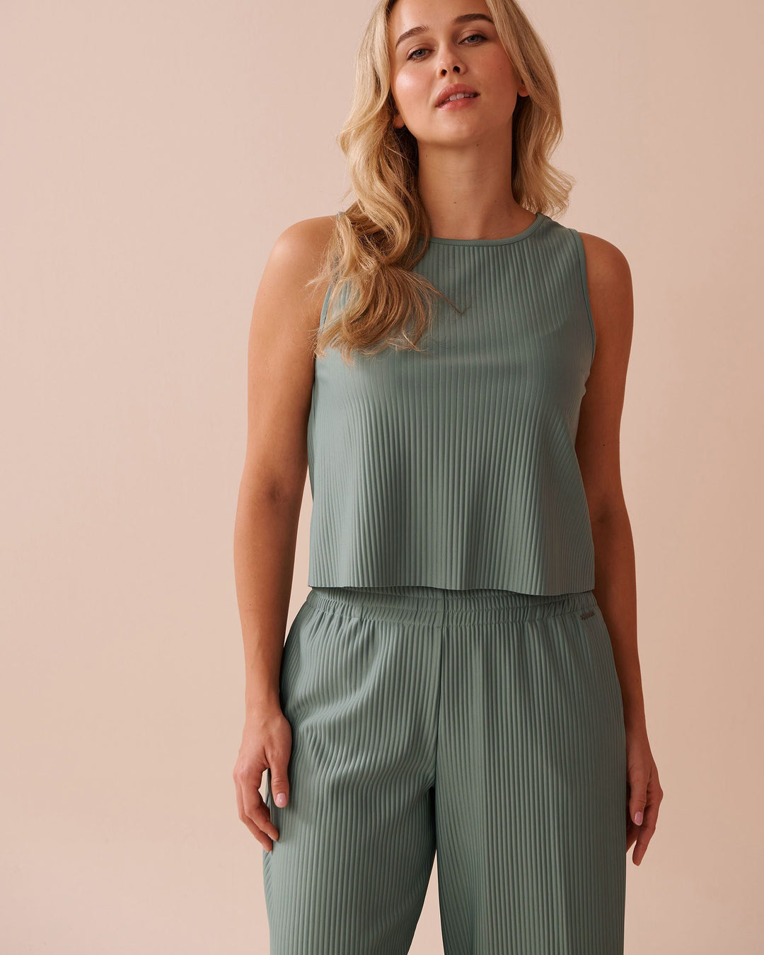 Pleated Effect Cami - Chinois Green