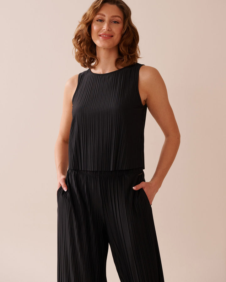 Lightweight Pleated Effect Cami - Black Beauty
