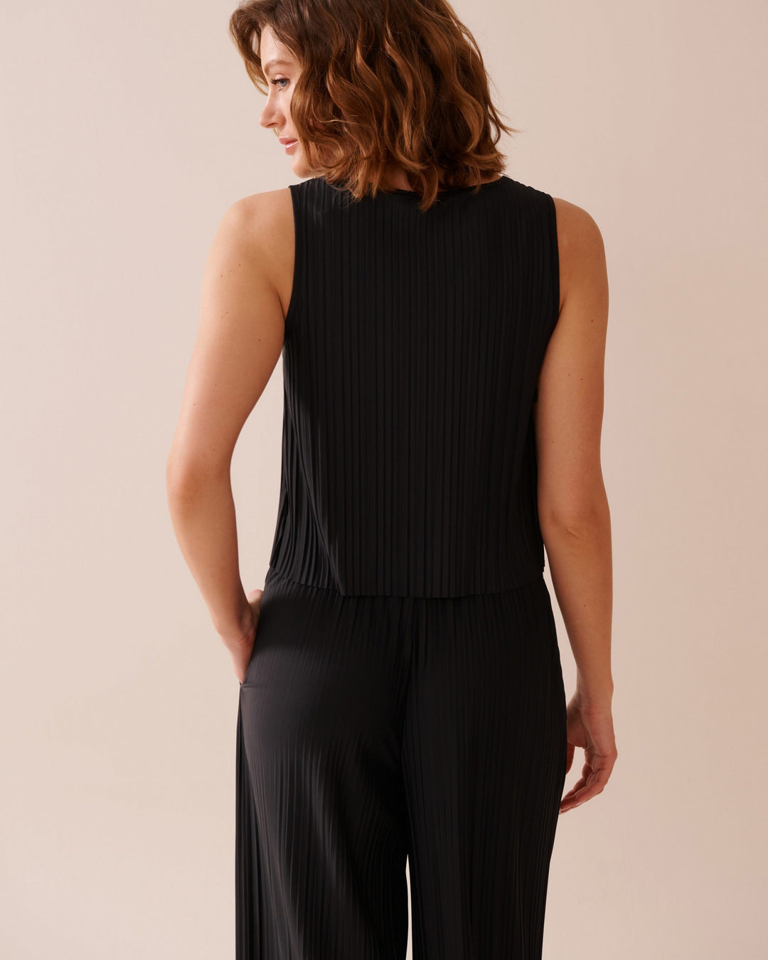 Lightweight Pleated Effect Cami - Black Beauty