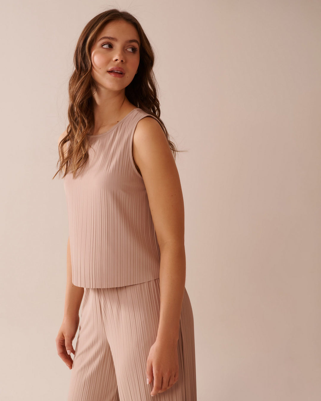 Lightweight Pleated Effect Cami - Mushroom