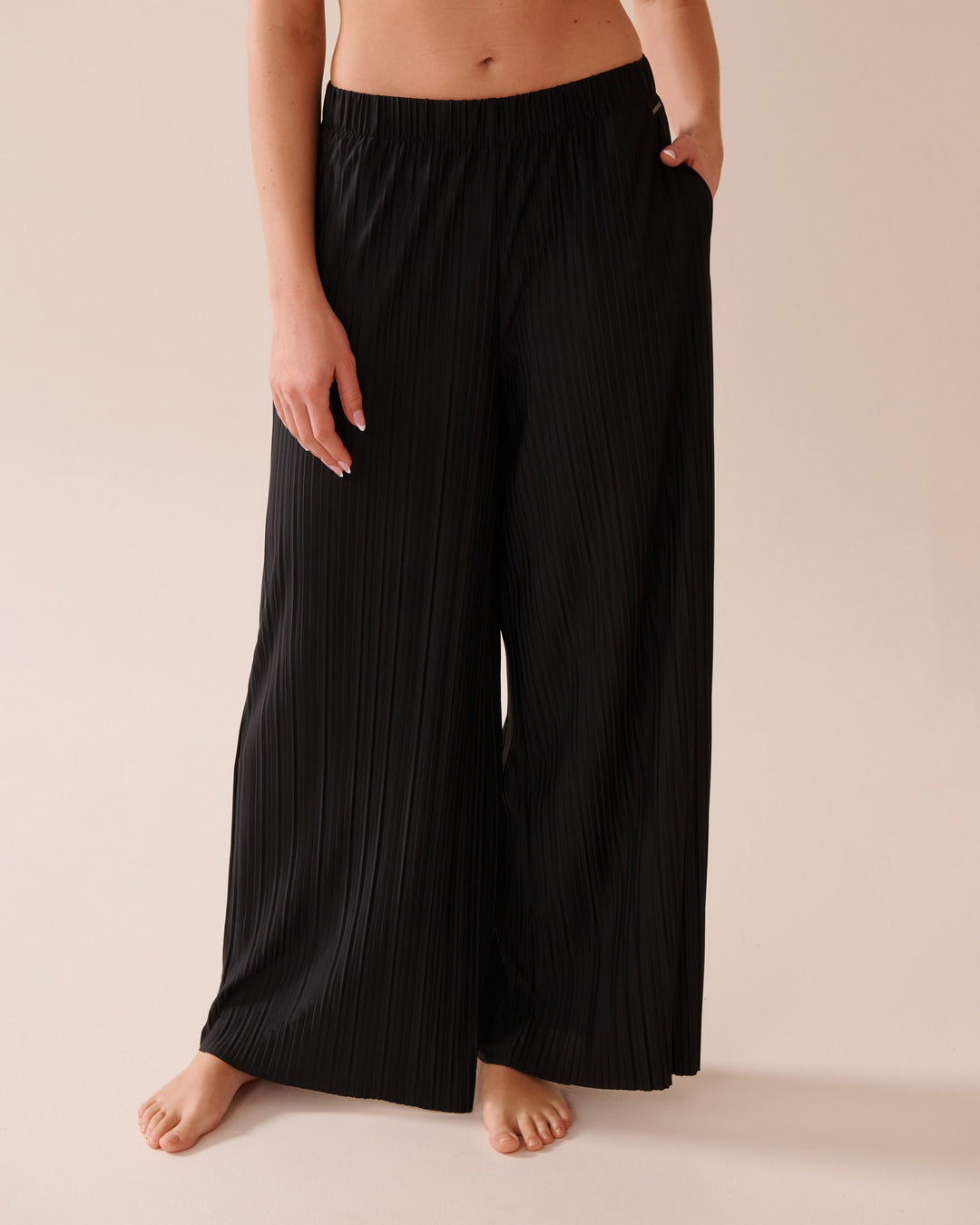 Lightweight Pleated Effect Pants - Mushroom