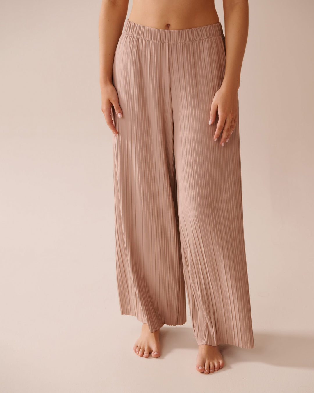 Lightweight Pleated Effect Pants - Mushroom
