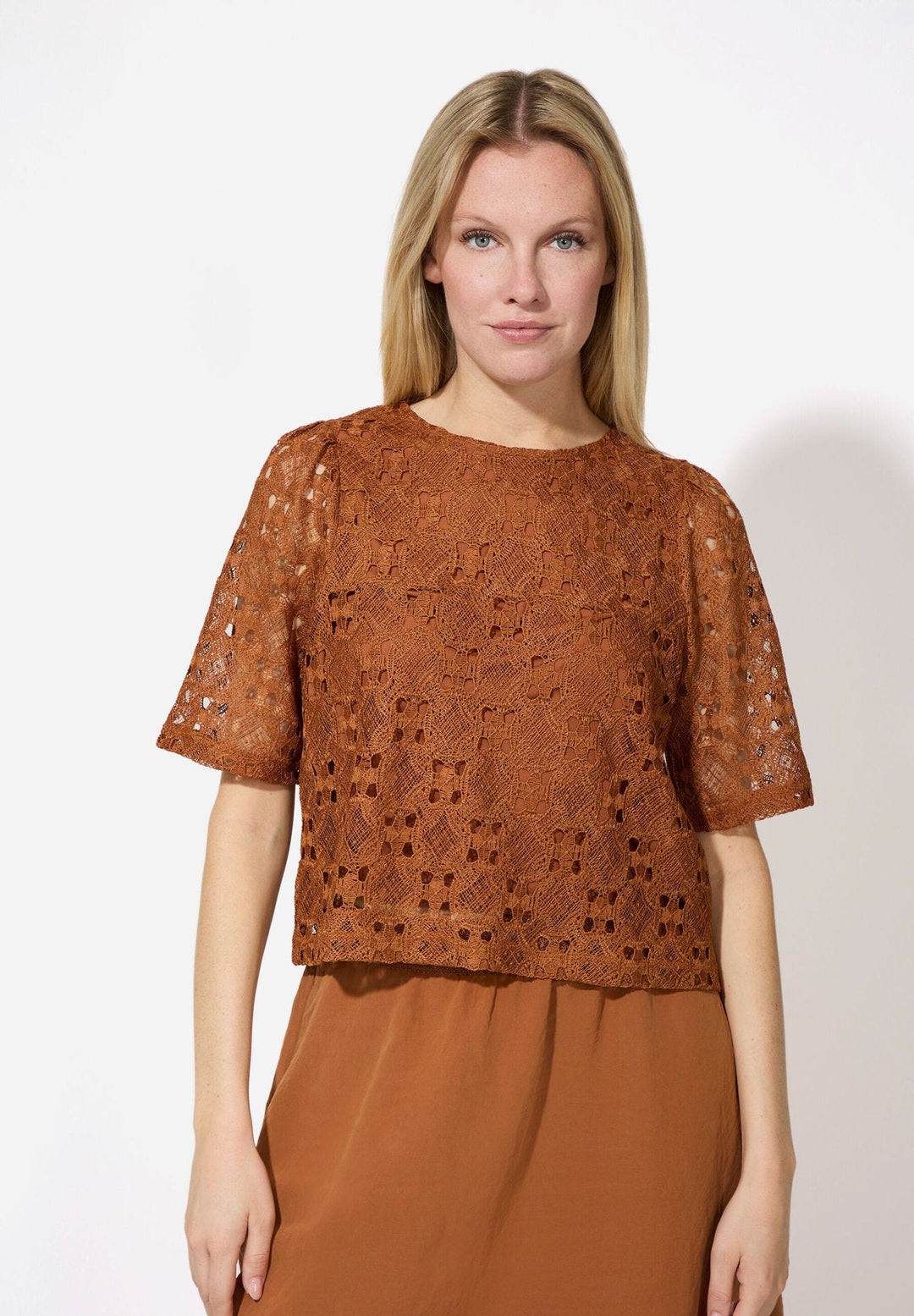 Clay Brown Lace Blouse
