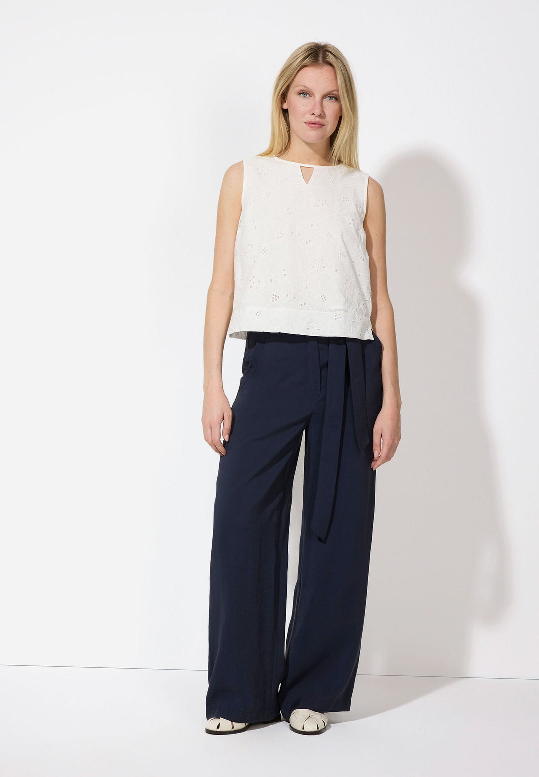 Navy Trousers with Belt