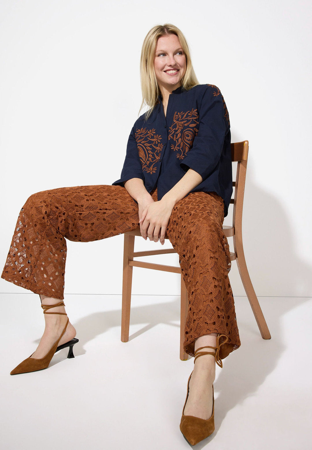 Clay Brown Lace Trousers