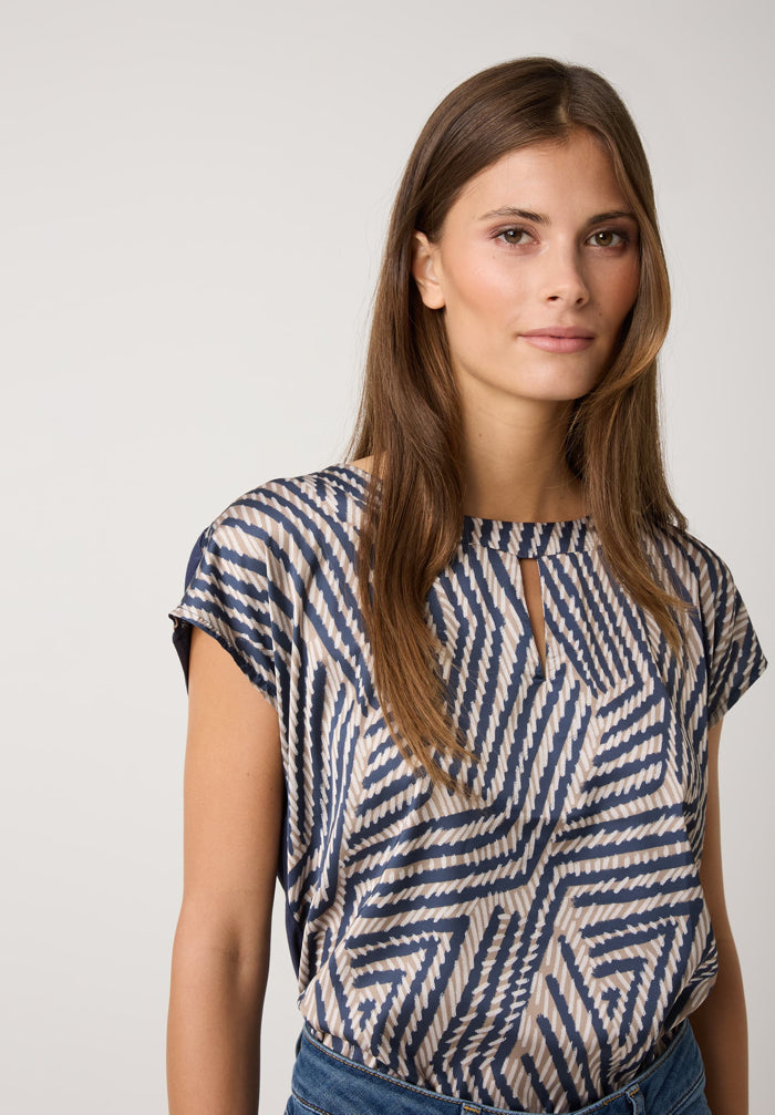 Satin Front Shirt with Print