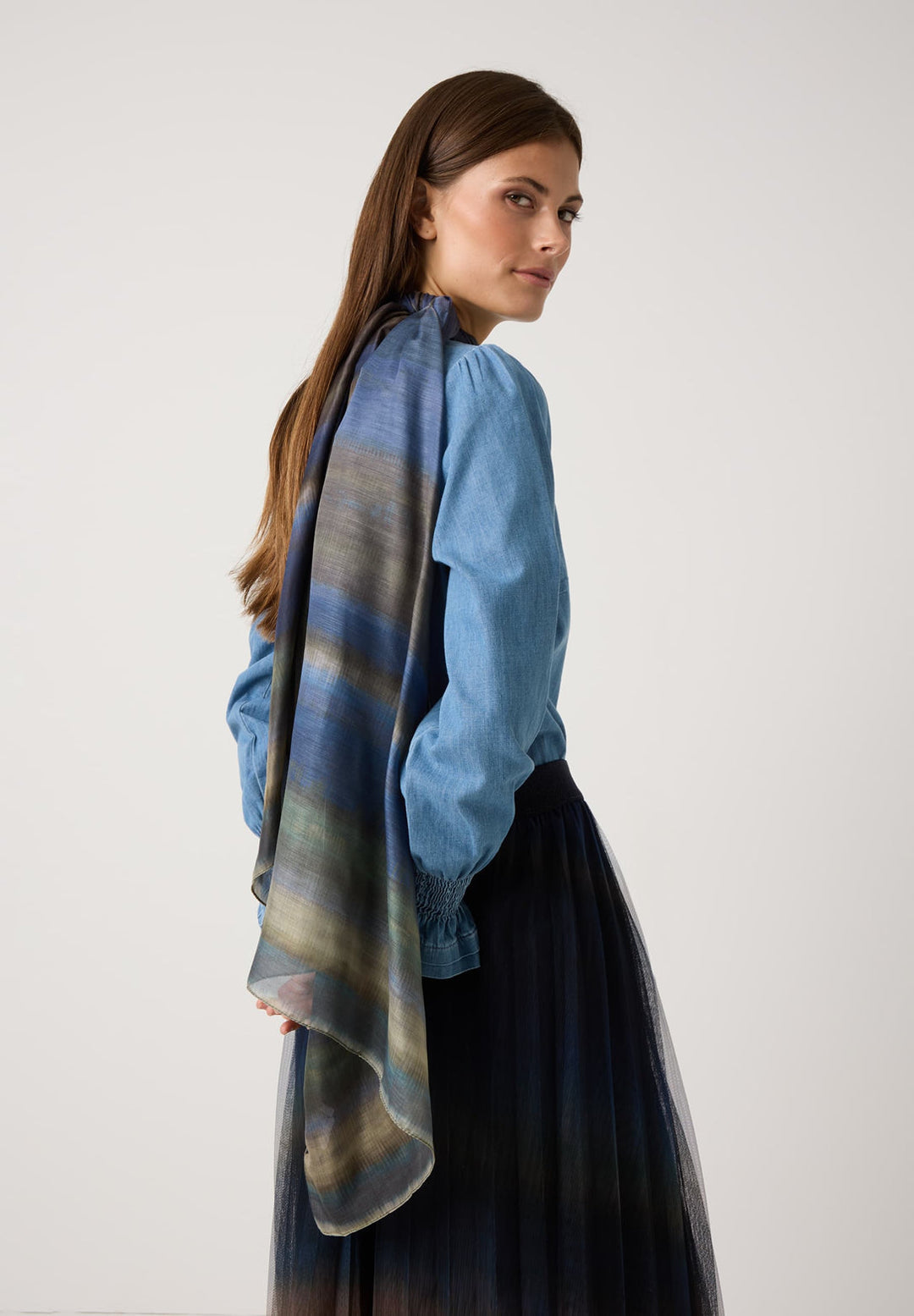 Print Scarf with Color Gradient