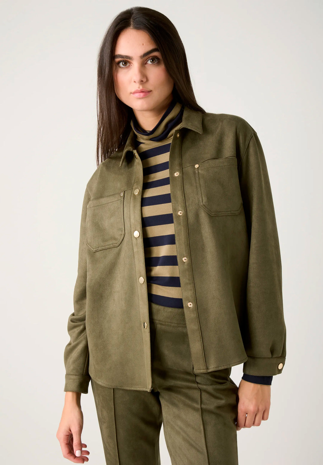 Suede-Look Shirt, Khaki