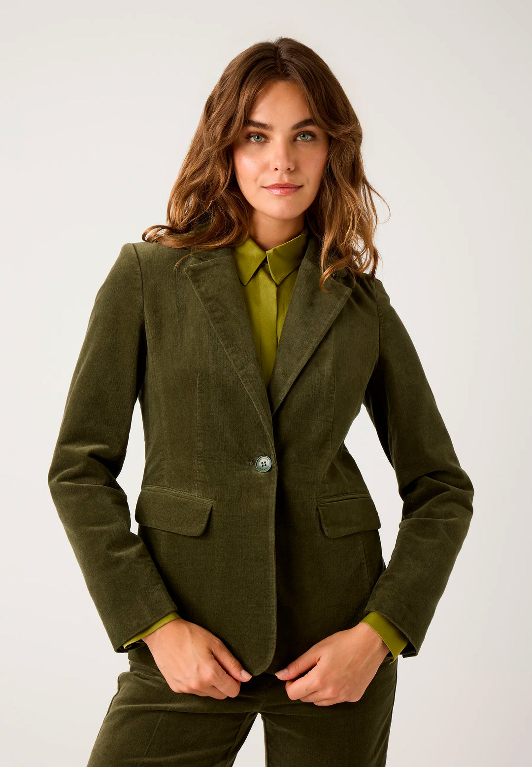 Velvet Blazer, Khaki