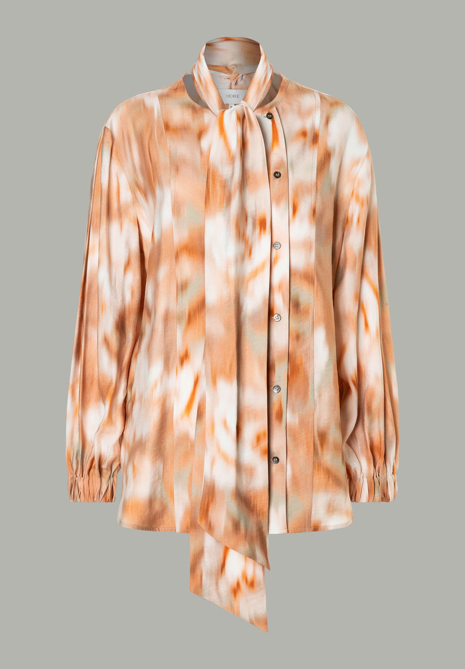Printed Blouse with Removable Bow