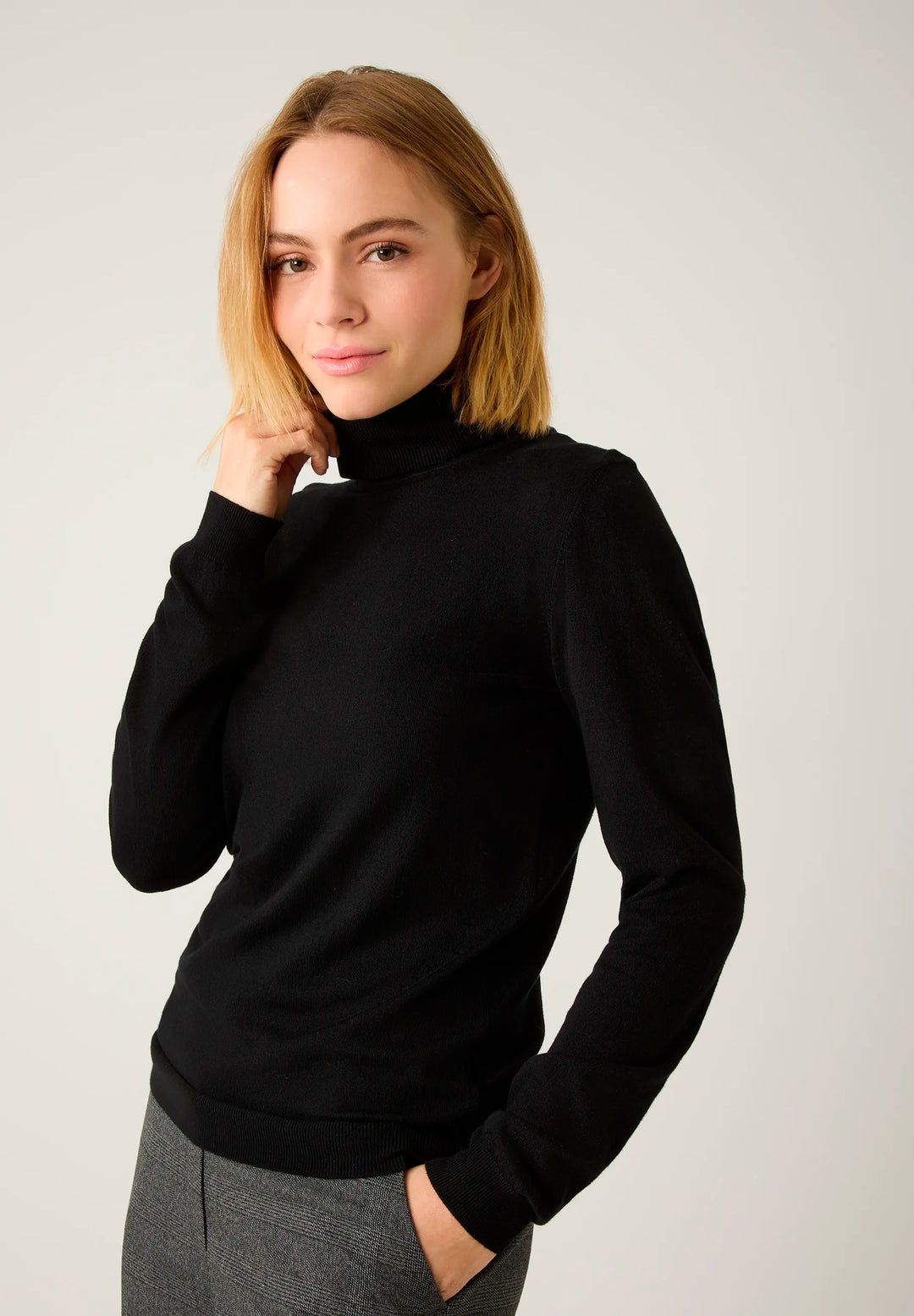 Roll-Neck Sweater, Fine Knit