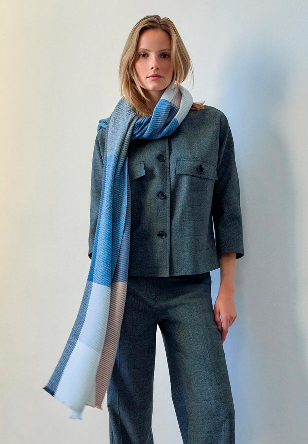 Checkered Pleated Scarf