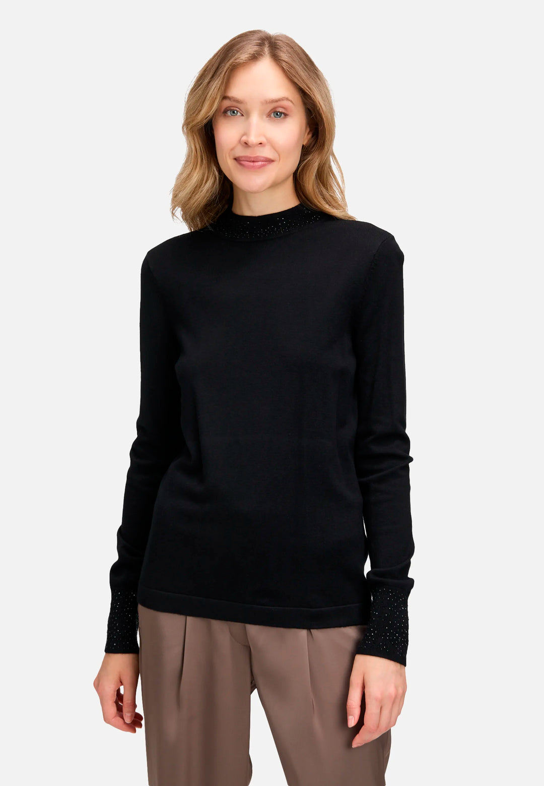 Fine Knit Sweater with Rhinestones