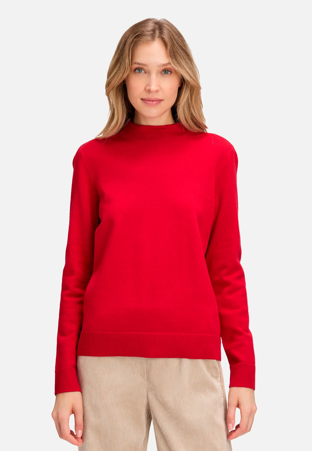 Basic Knit Sweater with Stand-Up Collar