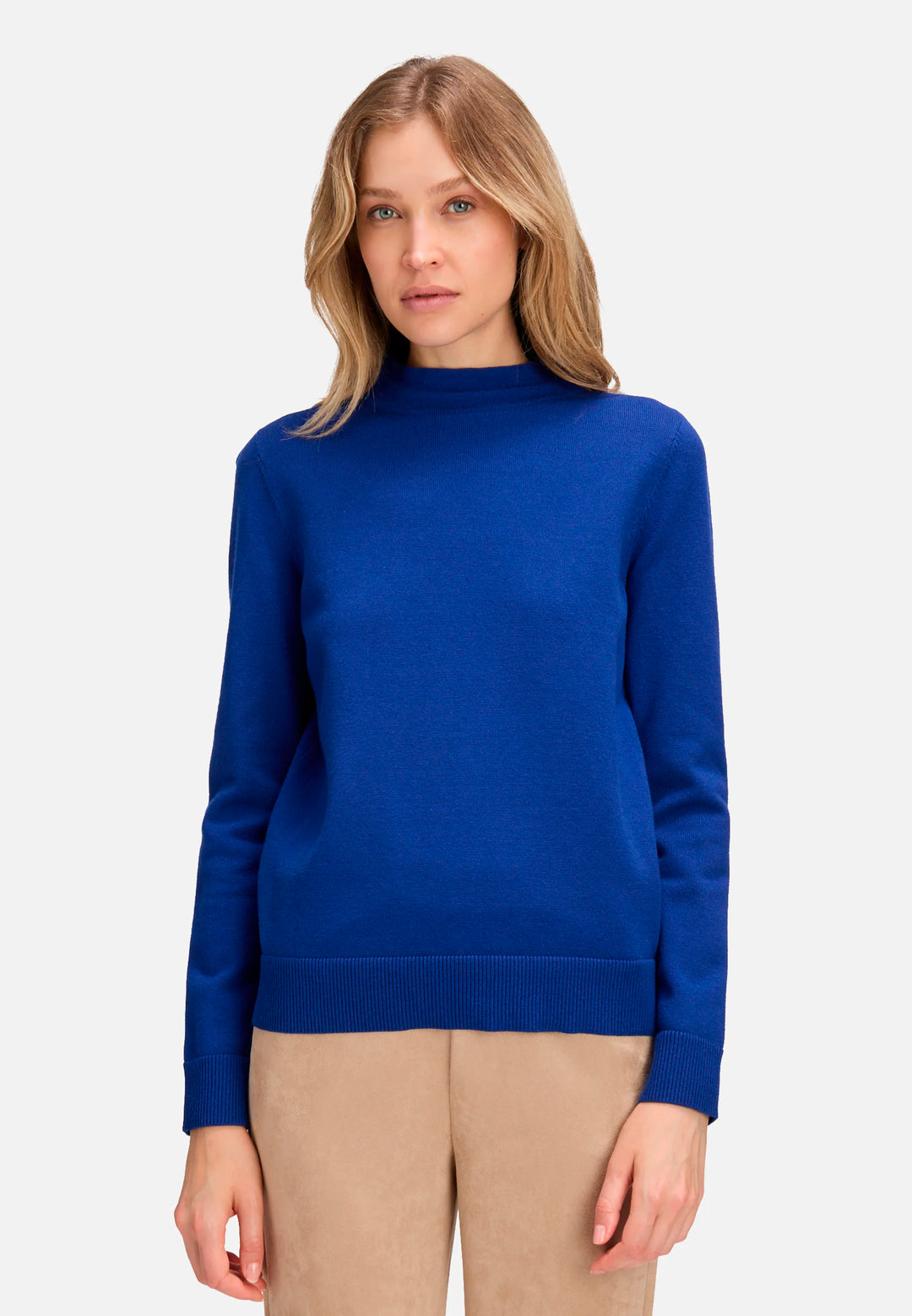 Basic Knit Sweater with Stand-Up Collar