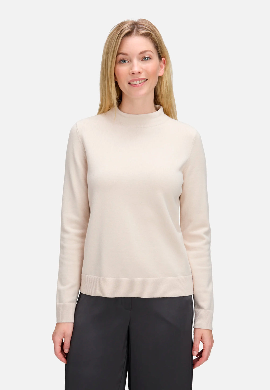 Basic Knit Sweater with Stand-Up Collar