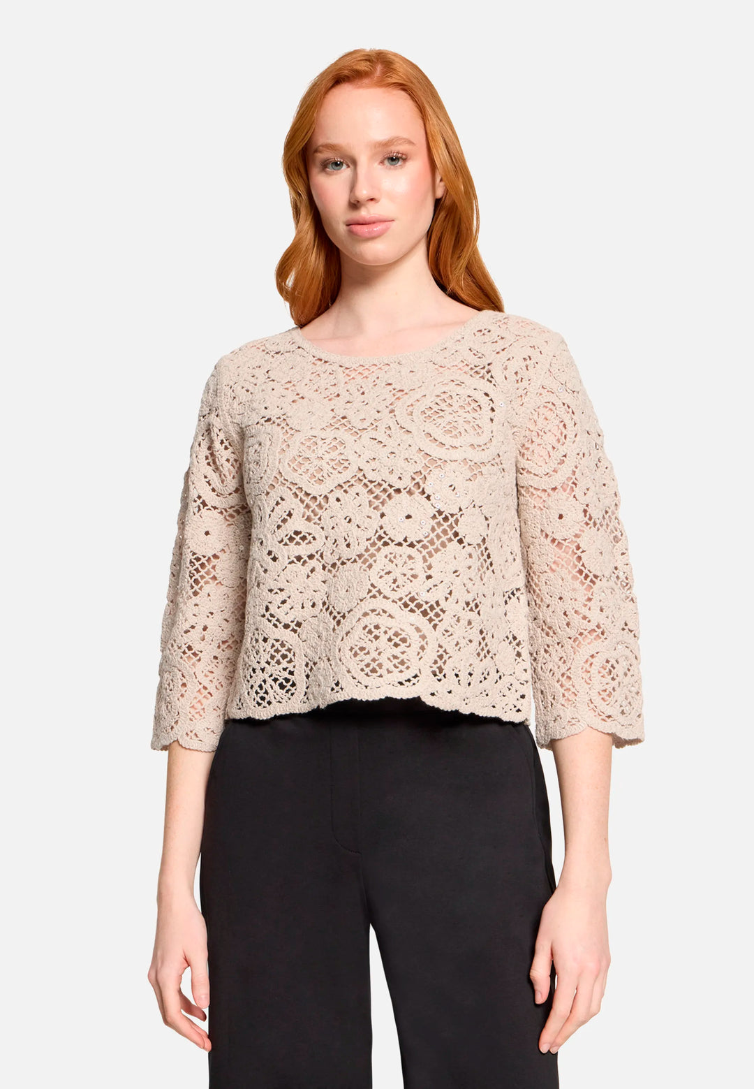 Open-Knit Sweater with Boat Neck