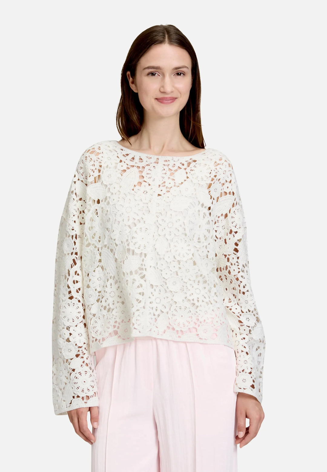 Open-Knit Sweater with Boat Neck