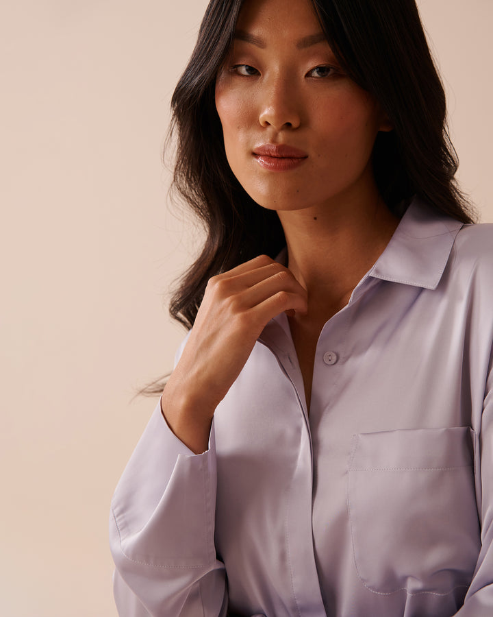 Victorian Floral Satin Button-down Shirt - Botanique Flower