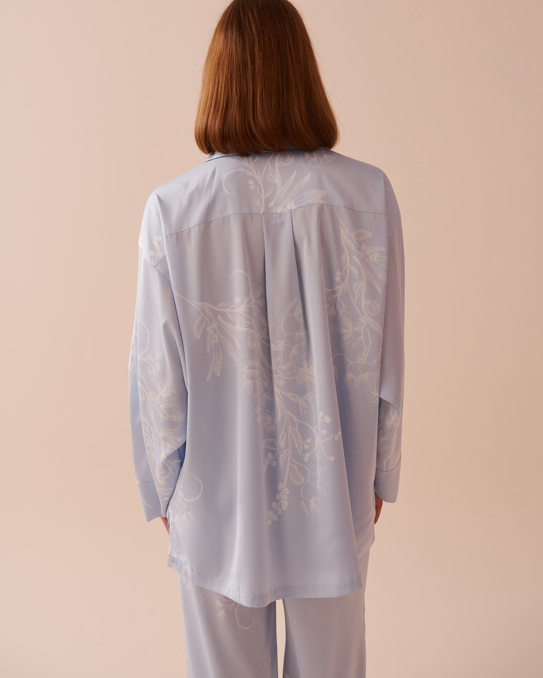 Pastel Floral Print Satin Button-down Shirt - Red Flowers