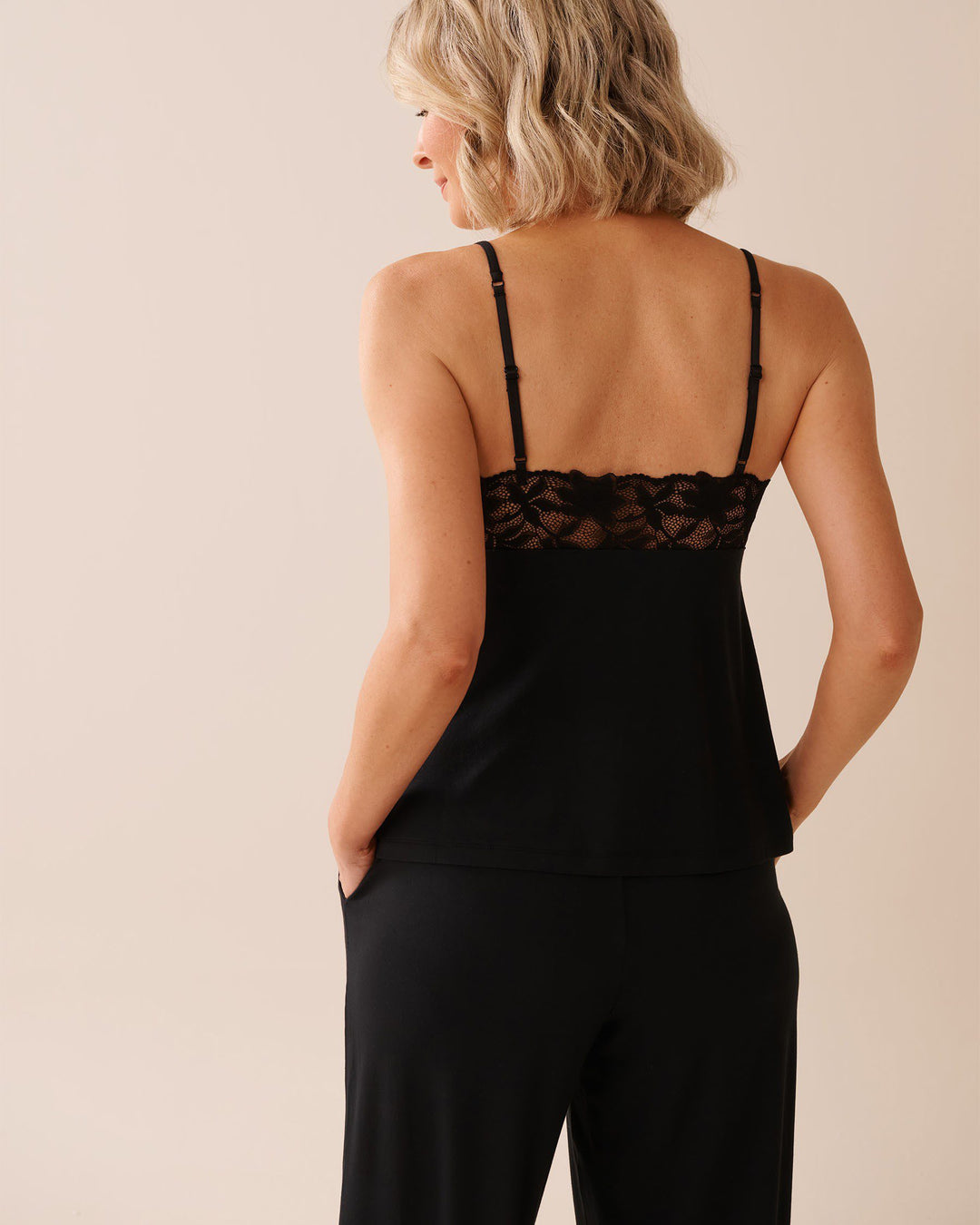Lace Detail Modal Cami - Black Beauty