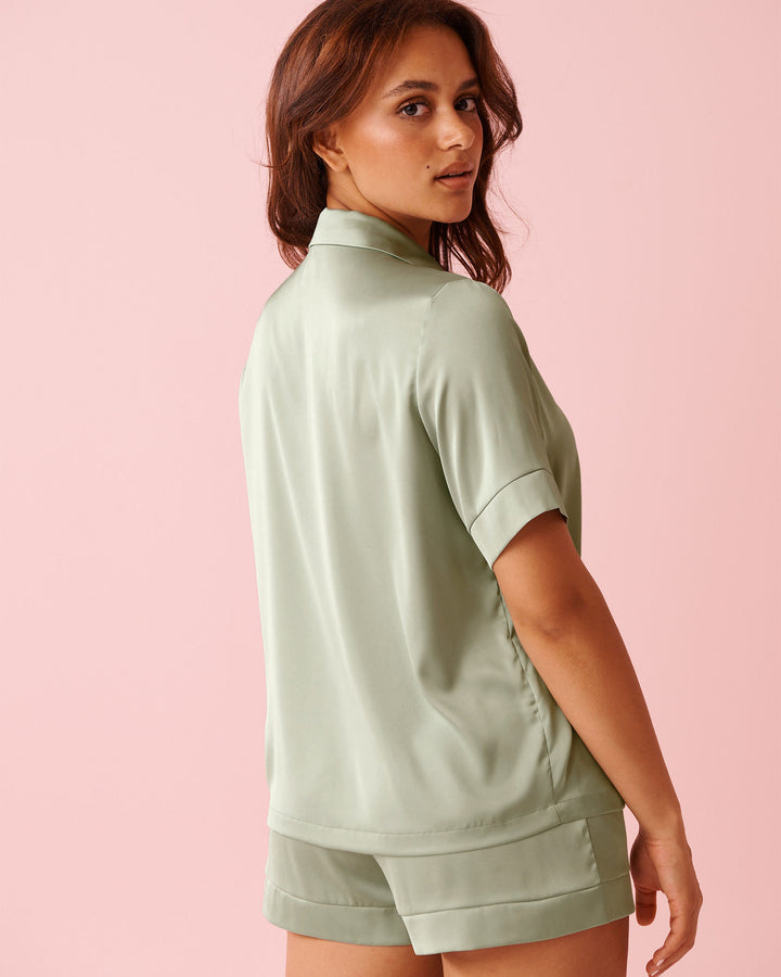 Top S/slv Satin - Gray