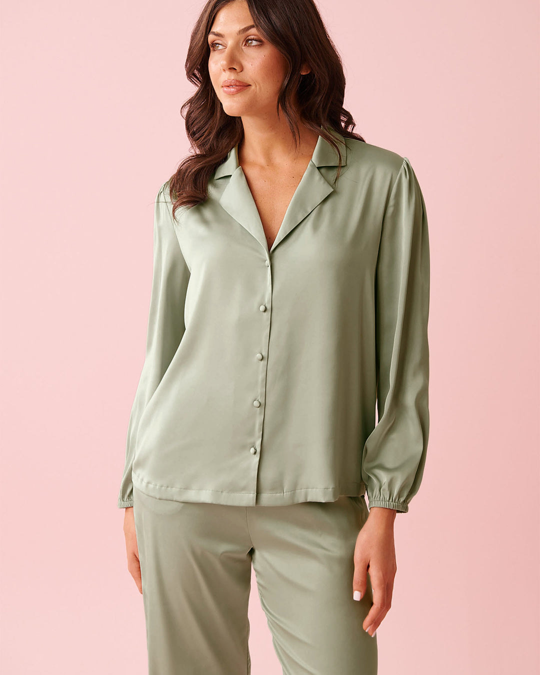 Top L/slv Satin - Gray