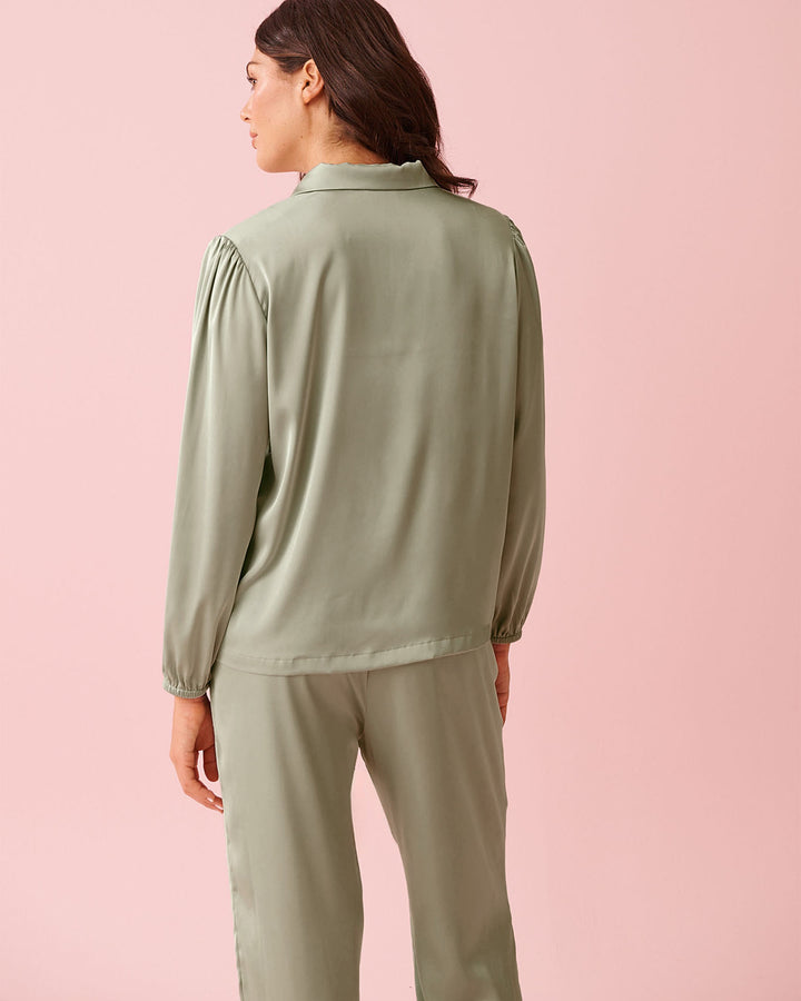 Top L/slv Satin - Gray