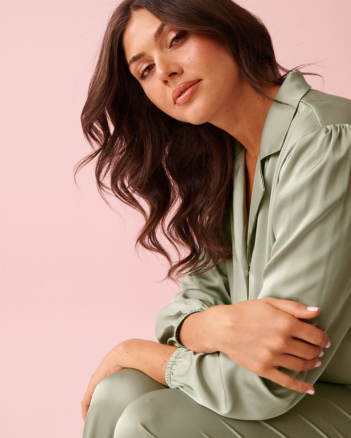 Top L/slv Satin - Gray