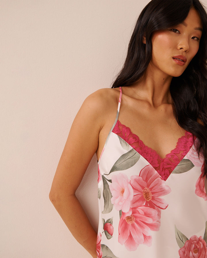 Camisole Satin Lace - White