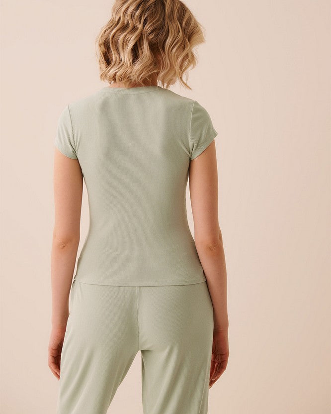 Top S/slv Rib Modal - Green