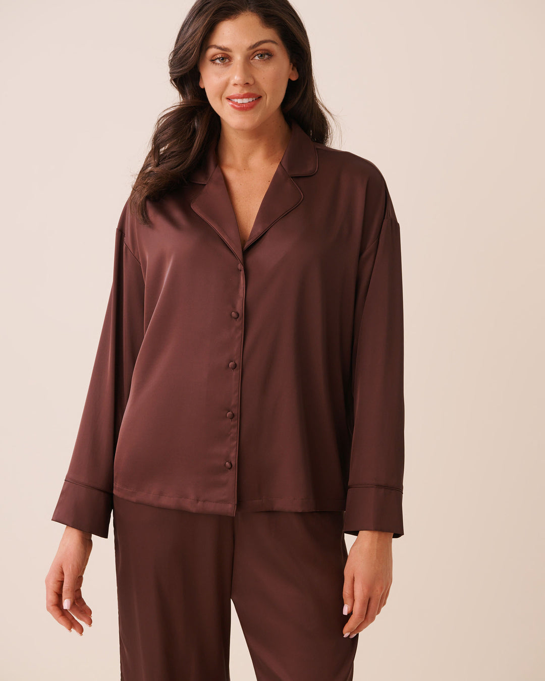 Satin Long Sleeve Button-down Shirt