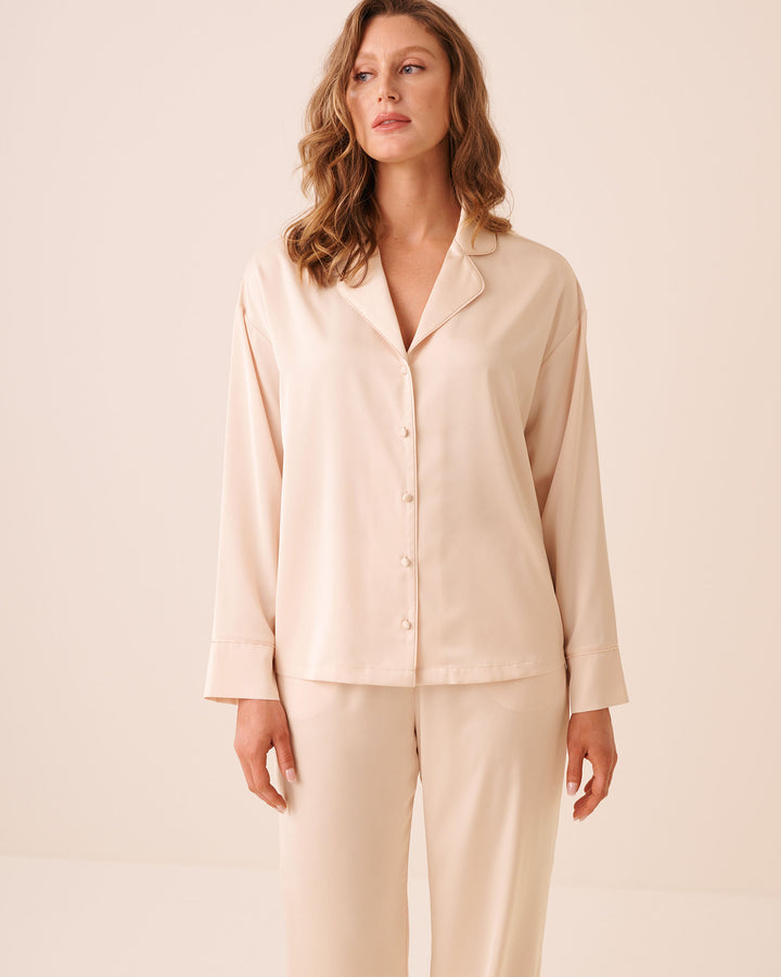 Satin Long Sleeve Button-down Shirt