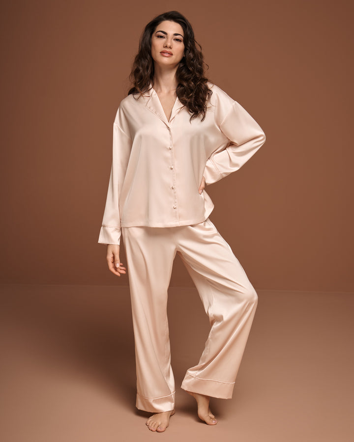 Satin Long Sleeve Button-down Shirt