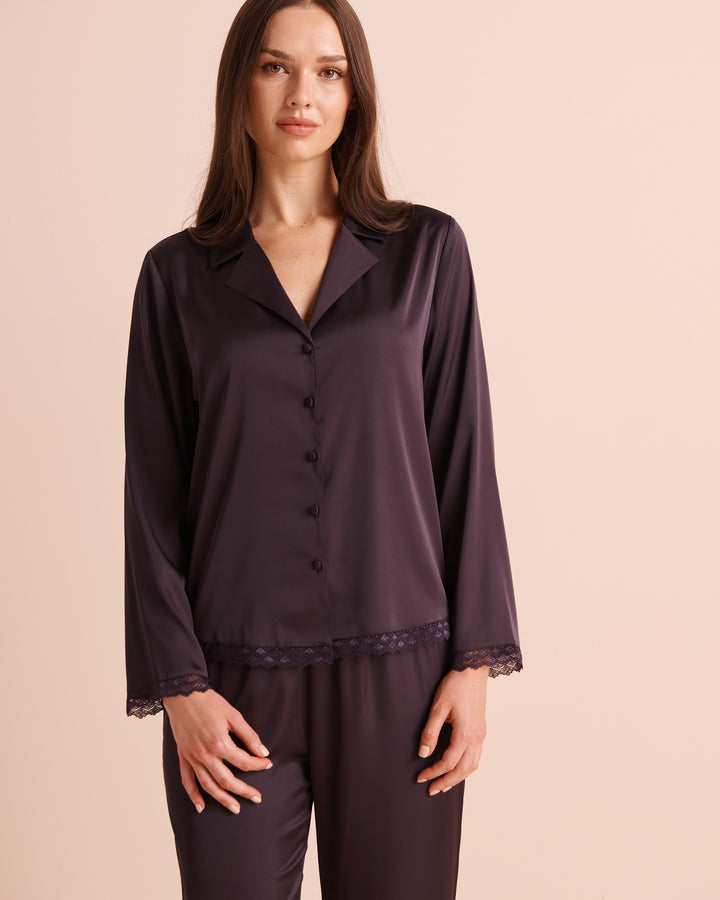 Floral Print Satin Long Sleeve Button-down Shirt