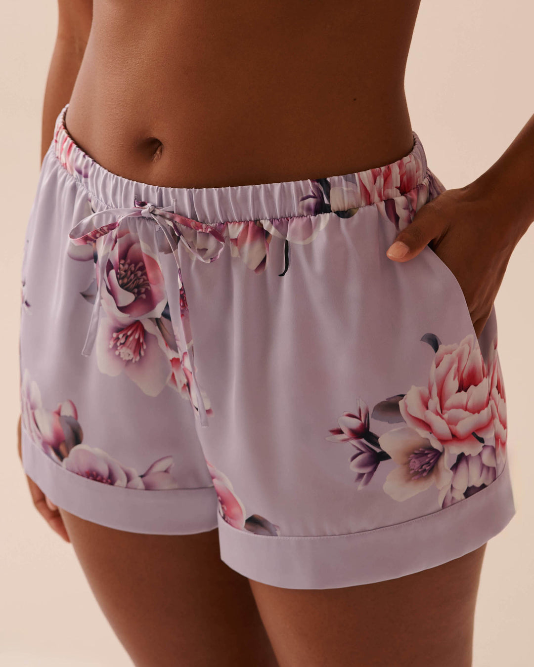 Victorian Floral Satin Shorts - Botanique Flower