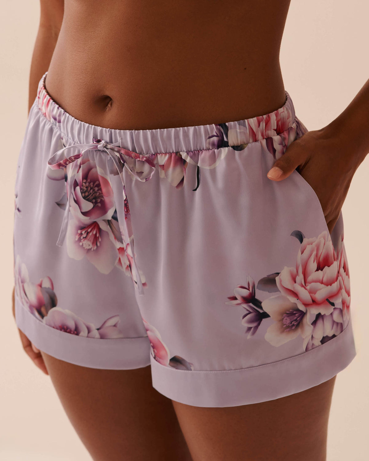 Victorian Floral Satin Shorts - Botanique Flower