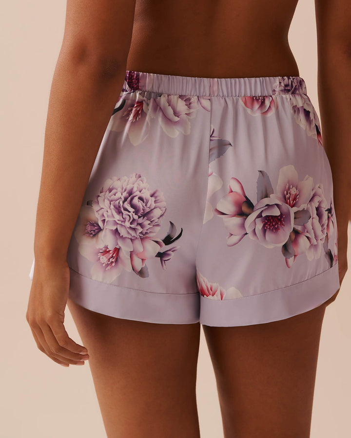 Victorian Floral Satin Shorts - Botanique Flower