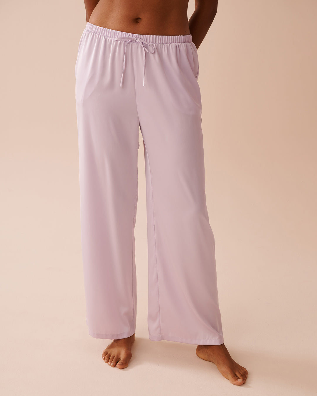 Lavender Garden Print Satin Pants - Lavender Fog