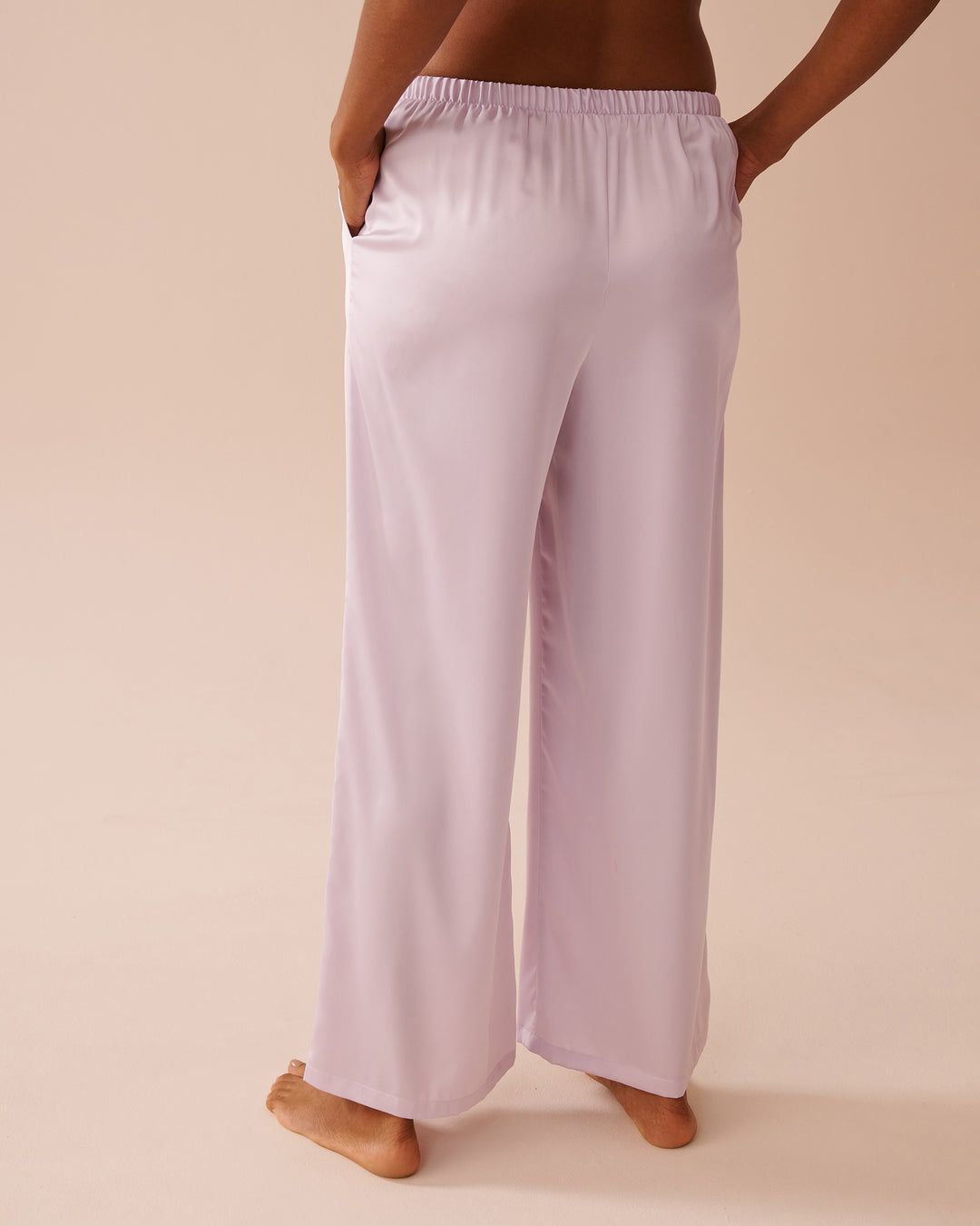 Lavender Garden Print Satin Pants - Lavender Fog