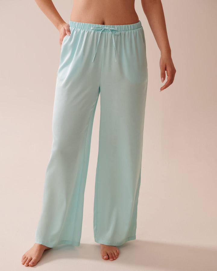 Wide Leg Satin Pants - Clearwater