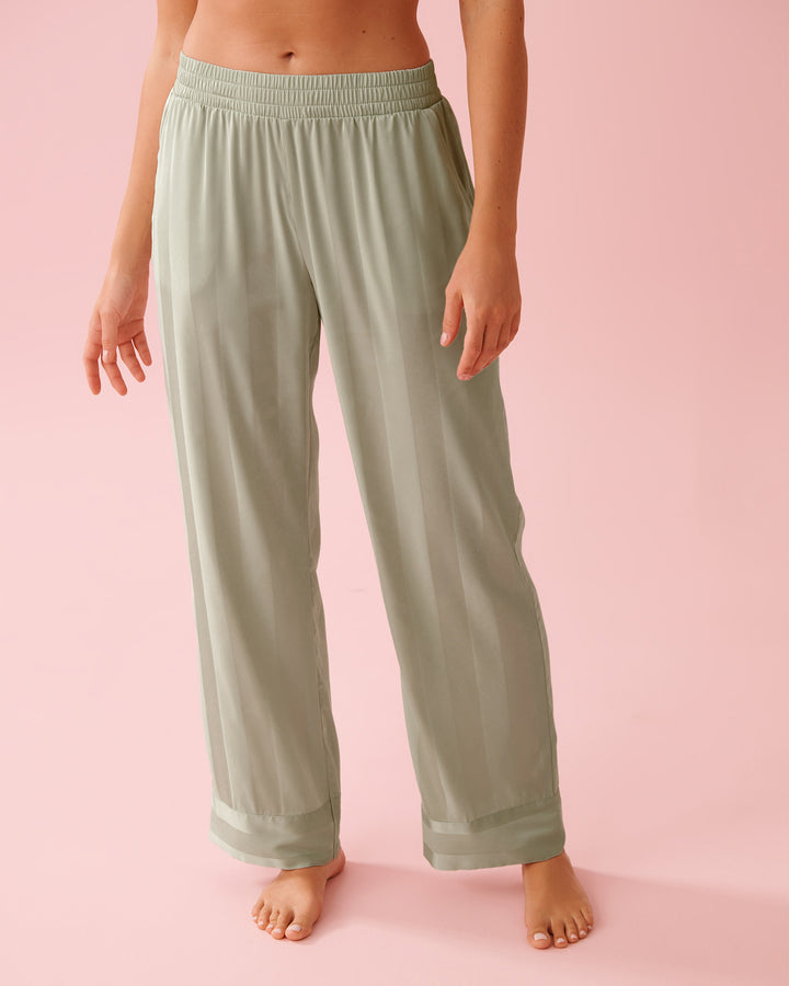 2pcs L/slv Pant Satin Jacquar - White