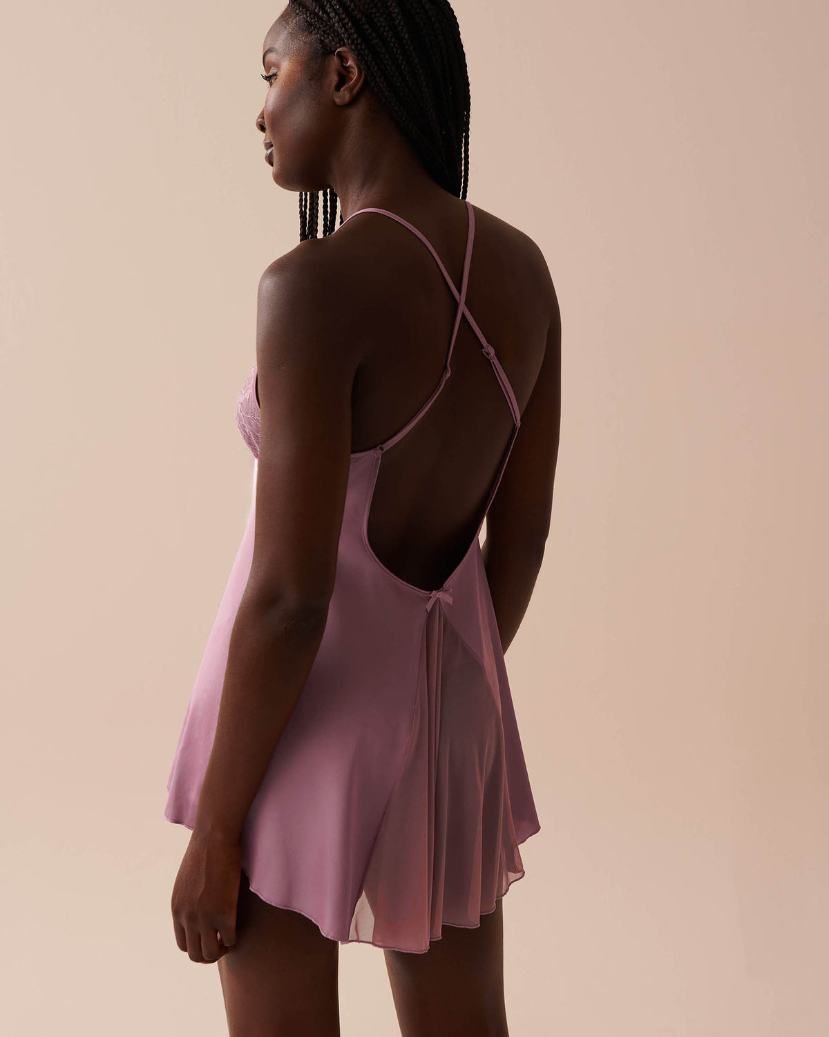Satin and Lace Babydoll - Very Grape