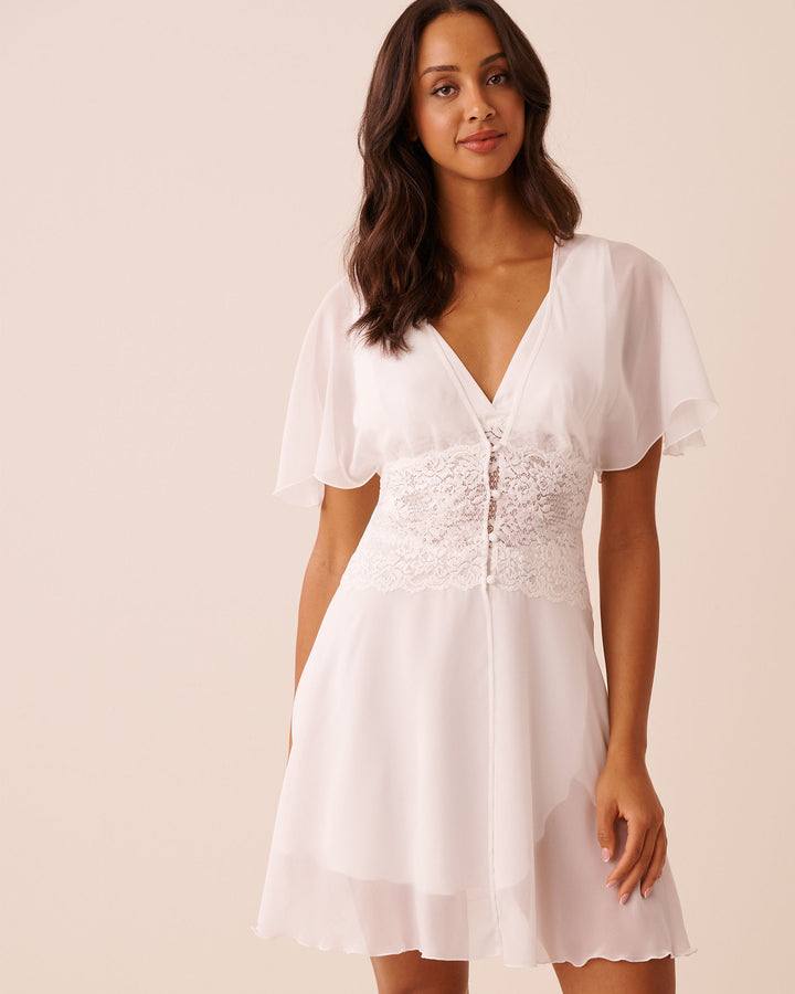 Kimono Chiffon Lace - White