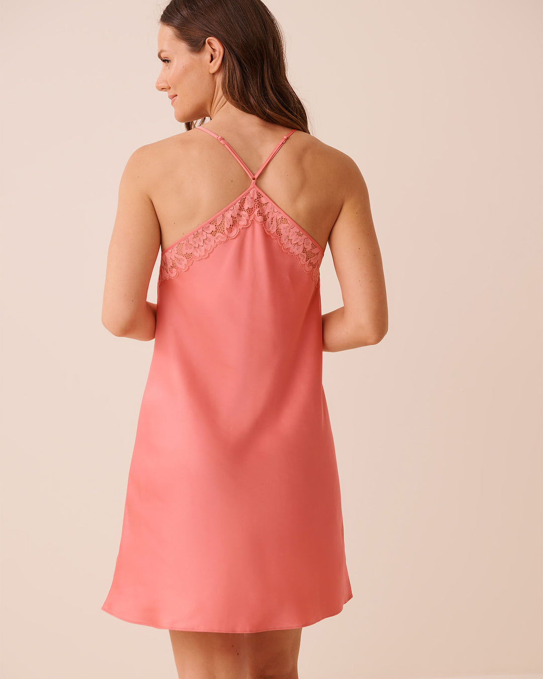Chemise Satin Lace - Pink