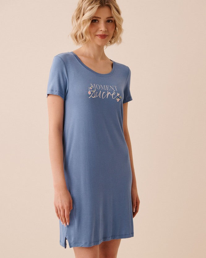 Slpshirt S/slv Timeless Beauty - Light Blue