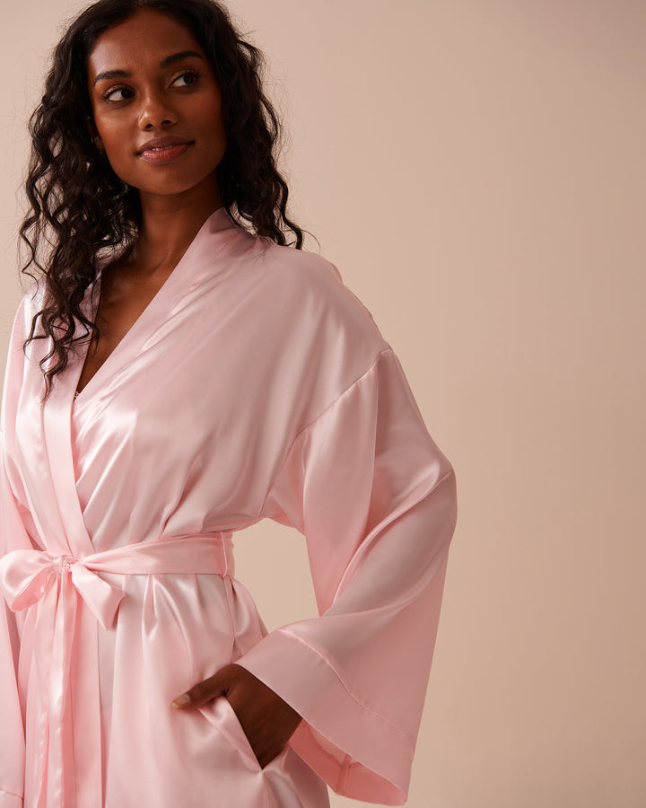 Shiny Satin Kimono - Blue Haze
