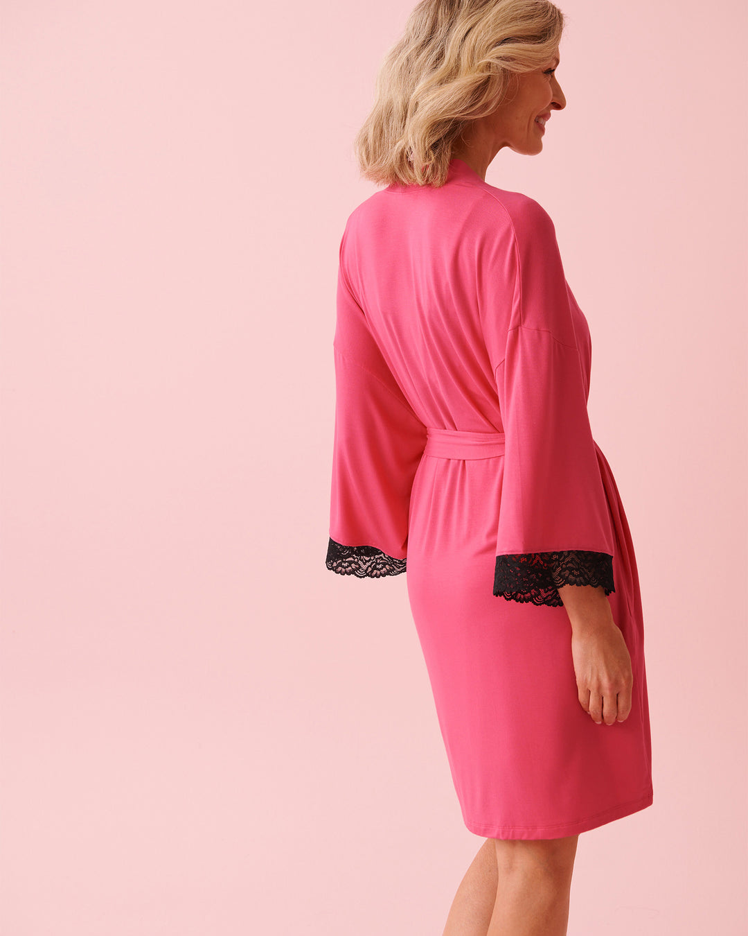 Kimono Modal Lace - Pink